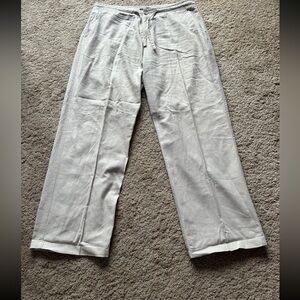 Men’s Beige Linen Drawstring Pants